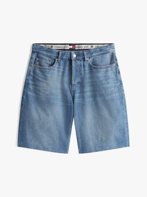 blue tommy girl relaxed denim shorts for adults gender inclusive tommy jeans