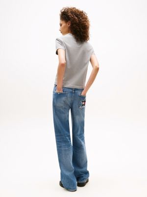 grau tommy girl regular fit t-shirt mit grafik für gender-inclusive erwachsene - tommy jeans