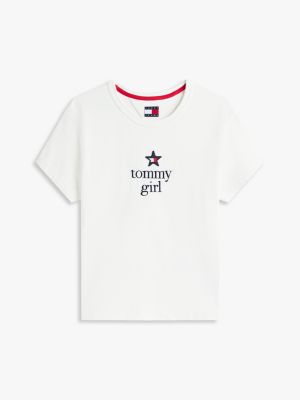 weiß tommy girl regular fit t-shirt mit grafik für gender-inclusive erwachsene - tommy jeans