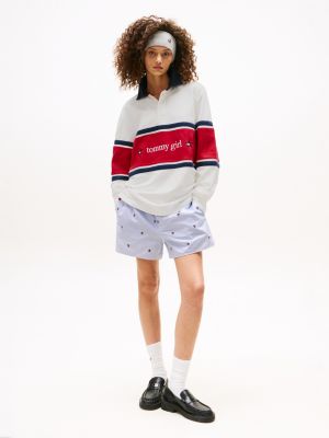 biały luźna koszula rugby z logo tommy girl z tyłu dla dla dorosłych i dla każdej płci - tommy jeans