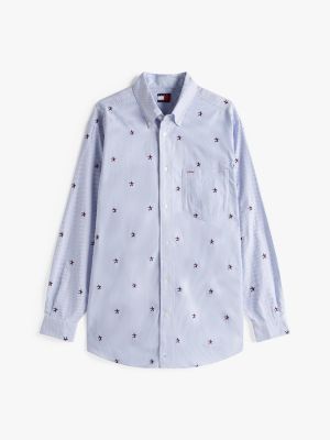 blau tommy girl oversized fit hemd mit streifen für gender-inclusive erwachsene - tommy jeans