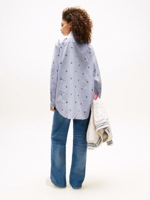 blue tommy girl oversized ithaca stripe star embroidery shirt for adults gender inclusive tommy jeans