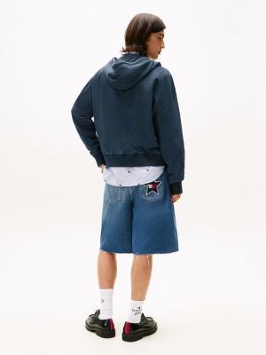 sweat à capuche oversize à logo tommy girl bleu pour adultes genre inclusif tommy jeans