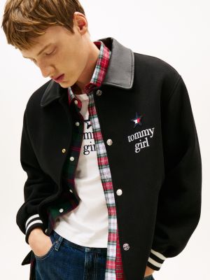 zwart tommy girl oversized varsity jack van wolmix voor volwassenen gender inclusive - tommy jeans