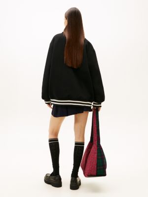 zwart tommy girl oversized varsity jack van wolmix voor volwassenen gender inclusive - tommy jeans