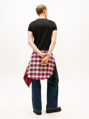 t-shirt tommy girl in jersey con logo nero da gender-inclusive adulti tommy jeans