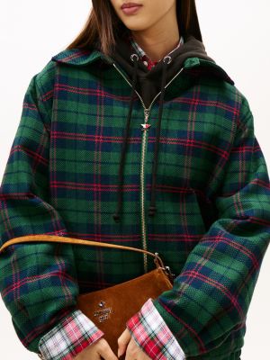 groen tommy girl oversized ivy-jack met tartanruit voor volwassenen gender inclusive - tommy jeans