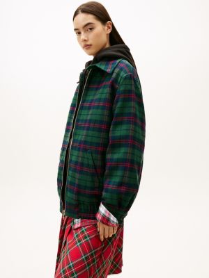 groen tommy girl oversized ivy-jack met tartanruit voor volwassenen gender inclusive - tommy jeans