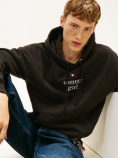 Tommy Girl Logo Relaxed Fleece Hoody — Black 2