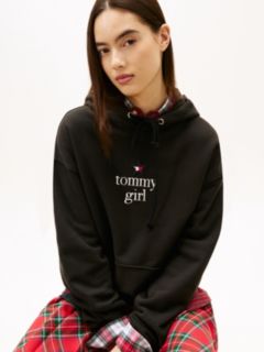 Tommy Girl Logo Relaxed Fleece Hoody — Black 3