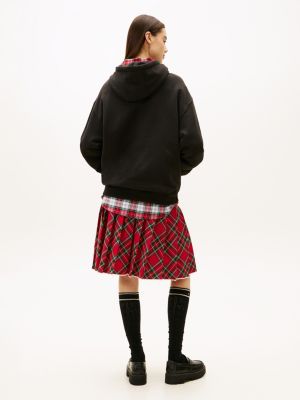 black tommy girl logo relaxed fleece hoody for adults gender inclusive tommy jeans