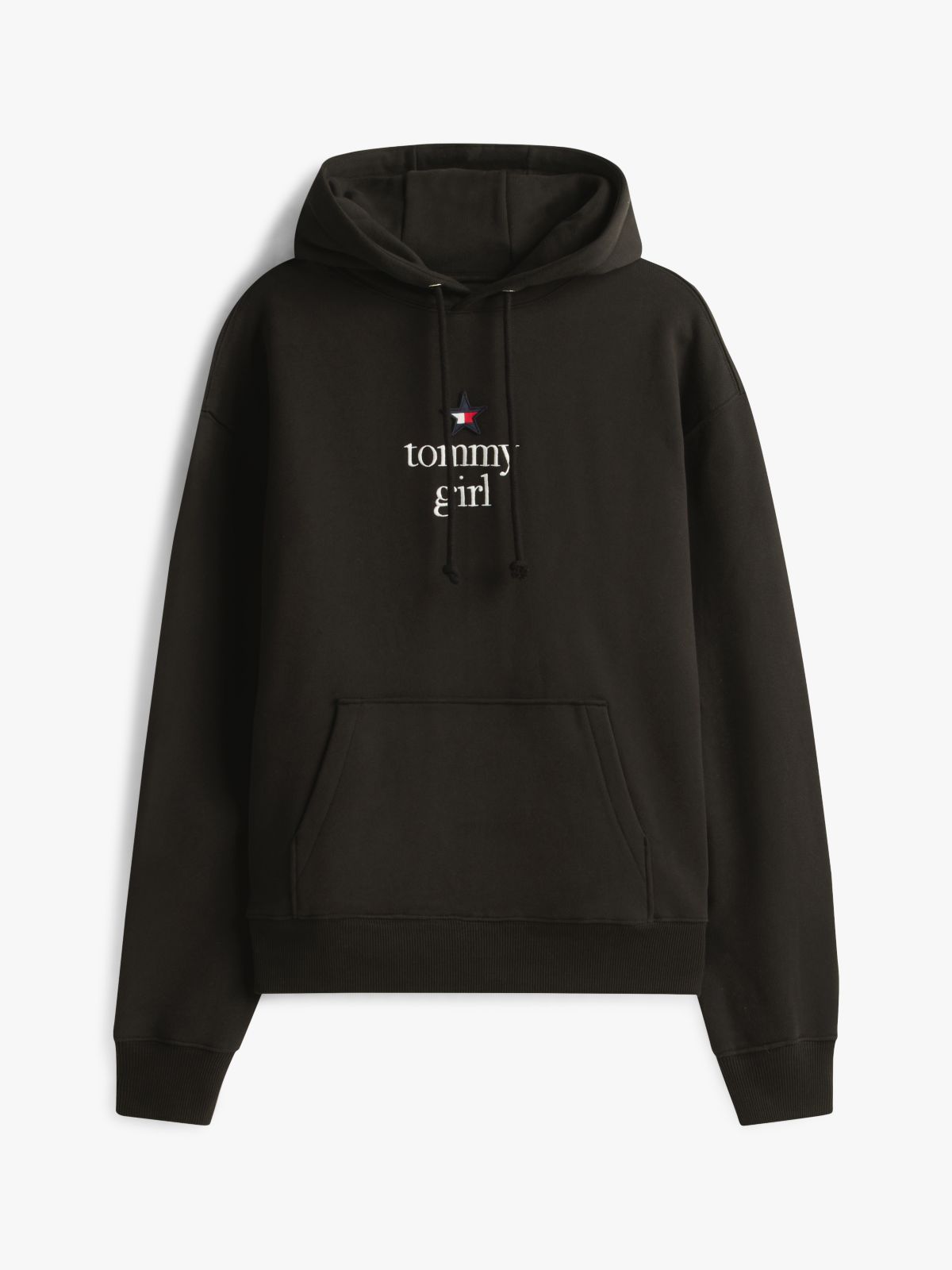 Tommy Girl Logo Relaxed Fleece Hoody — Black