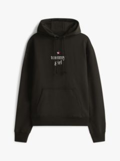Tommy Girl Logo Relaxed Fleece Hoody — Black 9