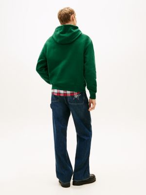 green tommy girl logo relaxed fleece hoody for adults gender inclusive tommy jeans