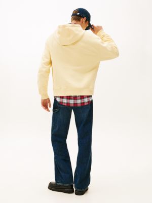 yellow tommy girl logo relaxed fleece hoody for adults gender inclusive tommy jeans
