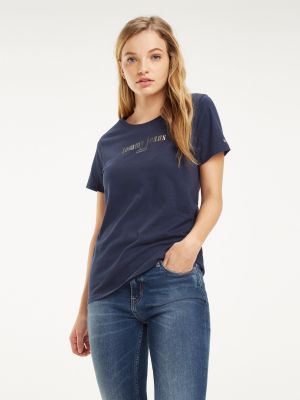tommy jeans metallic logo t shirt