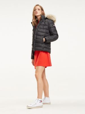 essential hooded down coat 078 tommy black