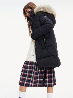 tommy jeans faux fur hood puffer coat