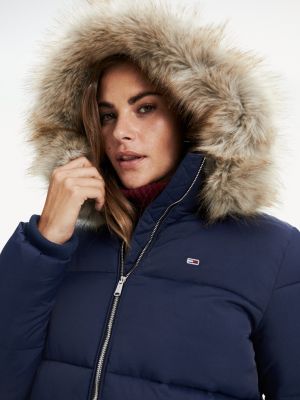 puffer jacket with fluffy hood