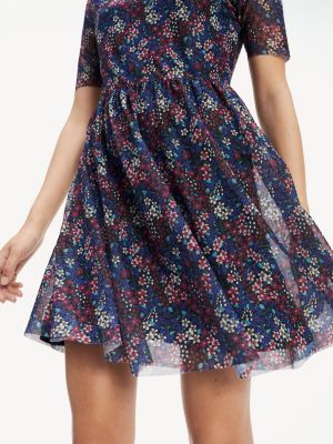 Floral Print Fitted Dress | BLACK 