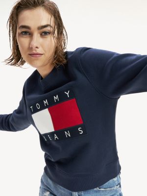 tommy hilfiger flag logo cropped sweatshirt