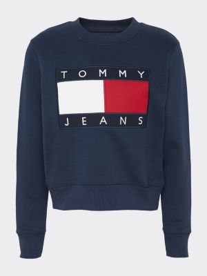 tommy hilfiger flag logo cropped sweatshirt