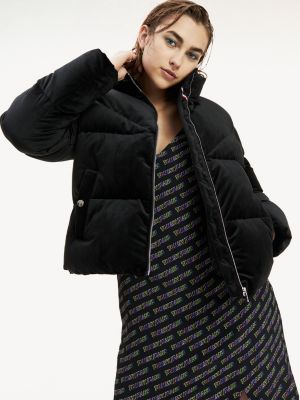 velvet puffer coat womens