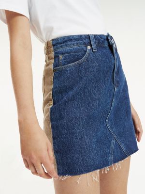 fitted denim mini skirt