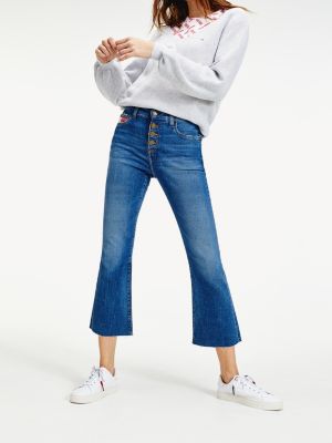 cropped raw hem jeans