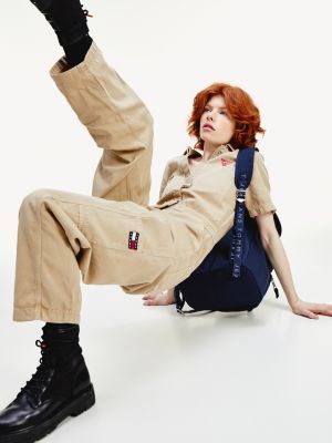 women's short sleeve utility jumpsuit