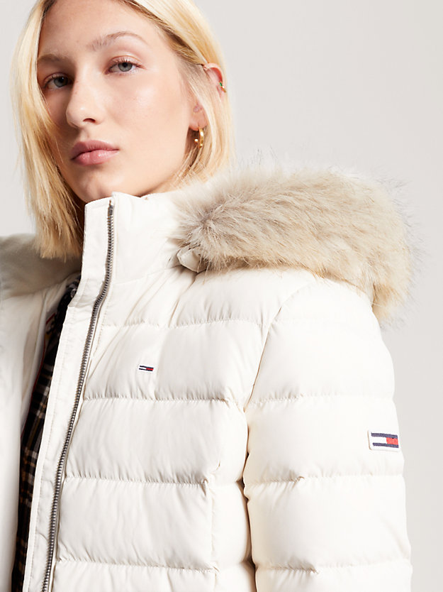 Essential Down Fitted Hooded Jacket | Beige | Tommy Hilfiger