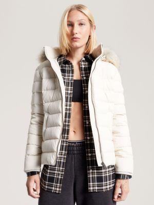 Tommy jeans womens best sale essential fur hooded jacket