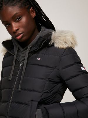 | Hooded Jacket | Essential Hilfiger Black Tommy Down Fitted