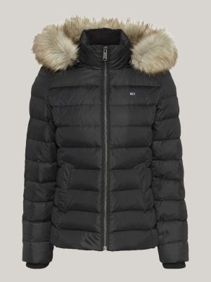 Essential Down Fitted Hooded Jacket | Black | Tommy Hilfiger
