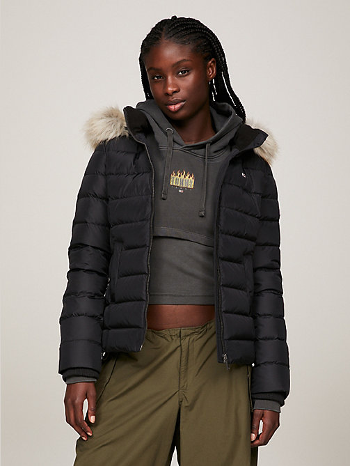 black hooded down jacket for women tommy jeans