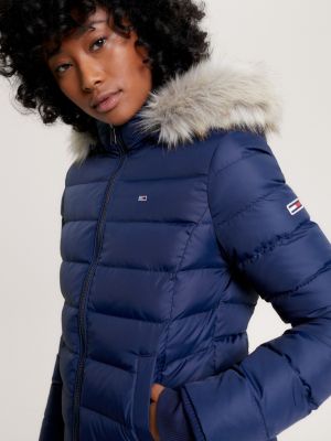 Essential Down Fitted Hooded Jacket | Blue | Tommy Hilfiger