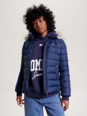 Tommy Jacket | Essential | Fitted Hooded Hilfiger Blue Down