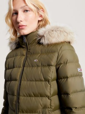Fitted | Hilfiger Essential Down Hooded Jacket Green | Tommy