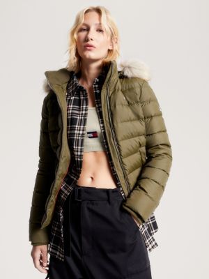 Hooded | Hilfiger Tommy Down Essential Green Fitted Jacket |