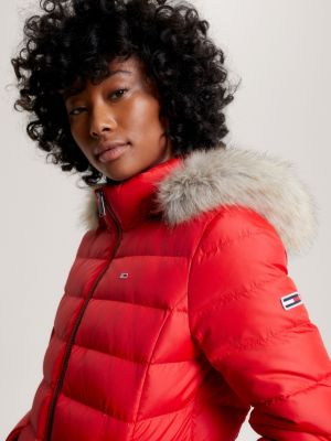 Fitted | Hilfiger Down Red Hooded Jacket Tommy Essential |