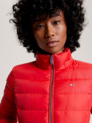 Essential figurbetonte Daunenjacke mit Kapuze | Rot | Tommy Hilfiger