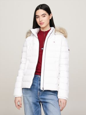 Essential Down Fitted Hooded Jacket | | White Tommy Hilfiger