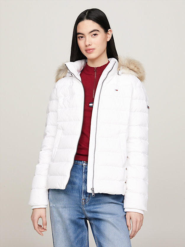 Essential Down Fitted Hooded Jacket | White | Tommy Hilfiger