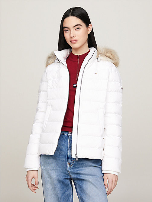 white hooded down jacket for women tommy jeans