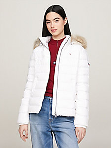 white essential fitted down jacket for women tommy jeans