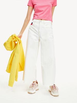 Wide Leg Medium Rise White Jeans 