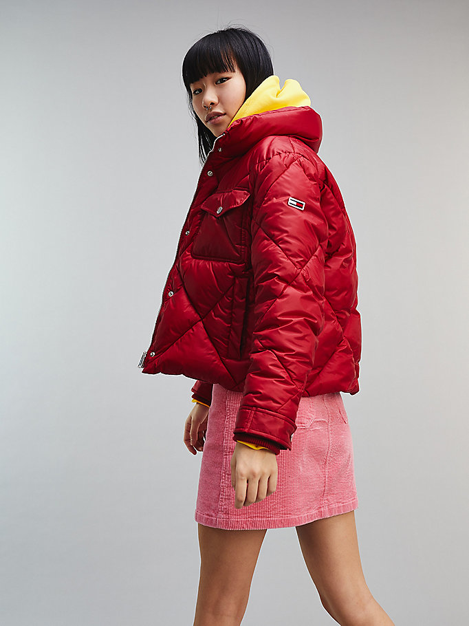 Cropped Diamond Quilted Jacket | RED | Tommy Hilfiger
