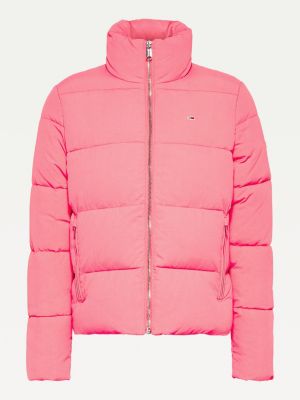 tommy hilfiger pink puffer coat