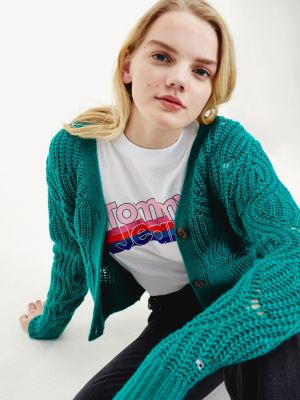 pointelle cropped cardigan