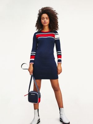 Maxi Kleid Aus Viskose Blau Tommy Hilfiger